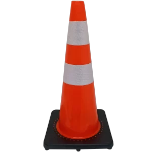 CONO 28″ NARANJA CON DOBLE CINTA REFLECTIVA